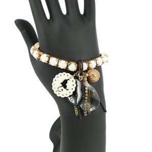 Betsey Johnson She Devil Lips Crystal Vintage Y2K Charm Stretch Bracelet